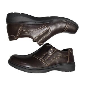 Clarks Collection Carleigh Ray Casual Shoes Womens 9.5M Brown Leather Side Zip
